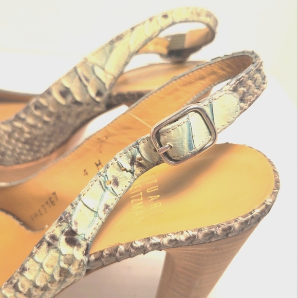 NWOT STUART WEITZMAN Mint Green Snakeskin Peep Toe Heels - Picture 2 of 15